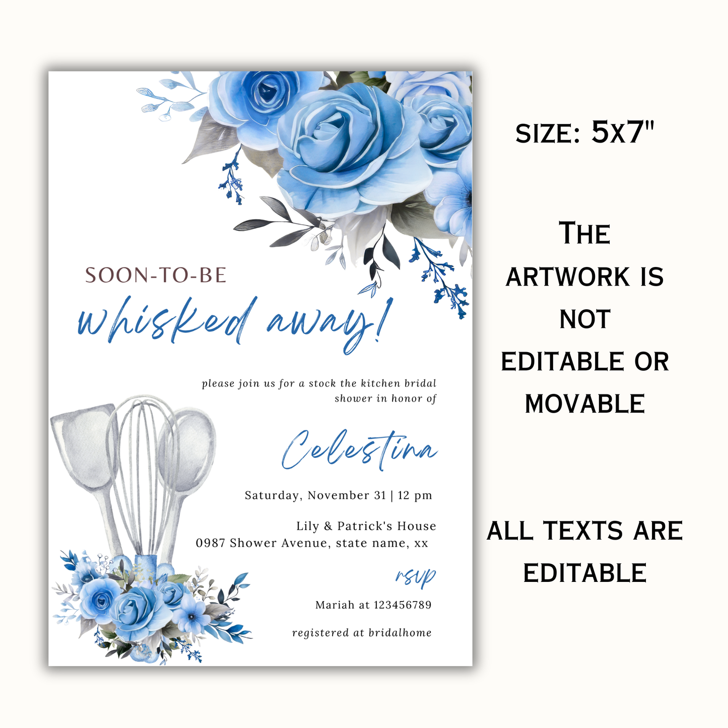 Whisked Away Bridal Shower Invitation - Blue