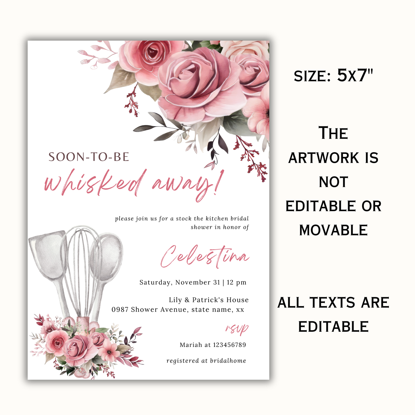 Whisked Away Bridal Shower Invitation - Pink
