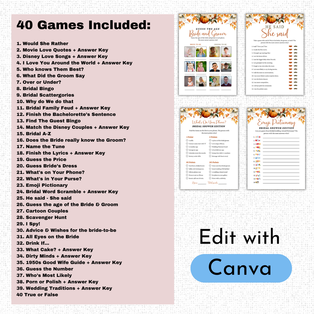 Fall Bridal Shower Games #2