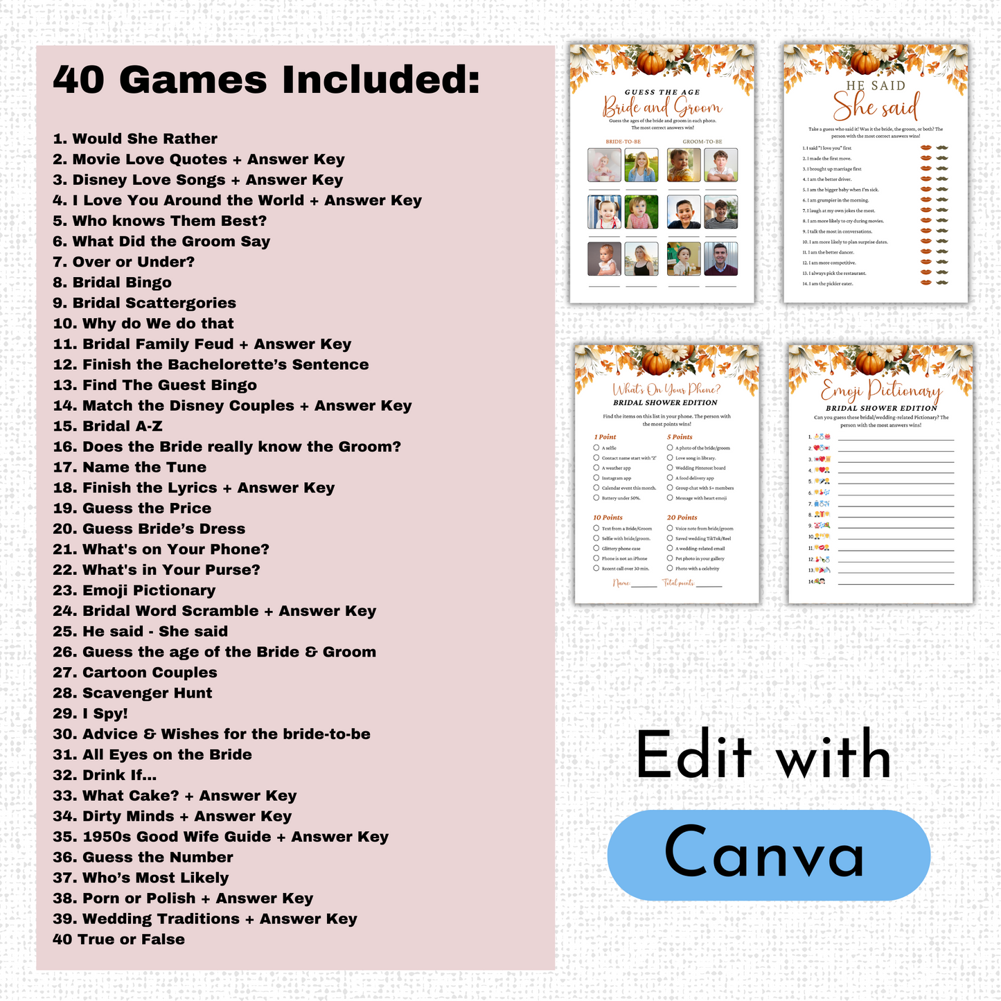 Fall Bridal Shower Games #2