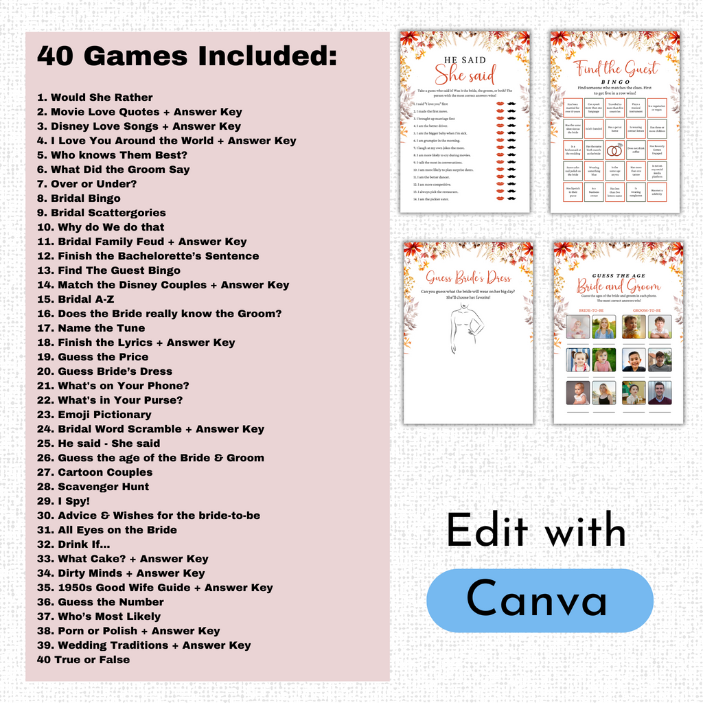 Fall Bridal Shower Games #3