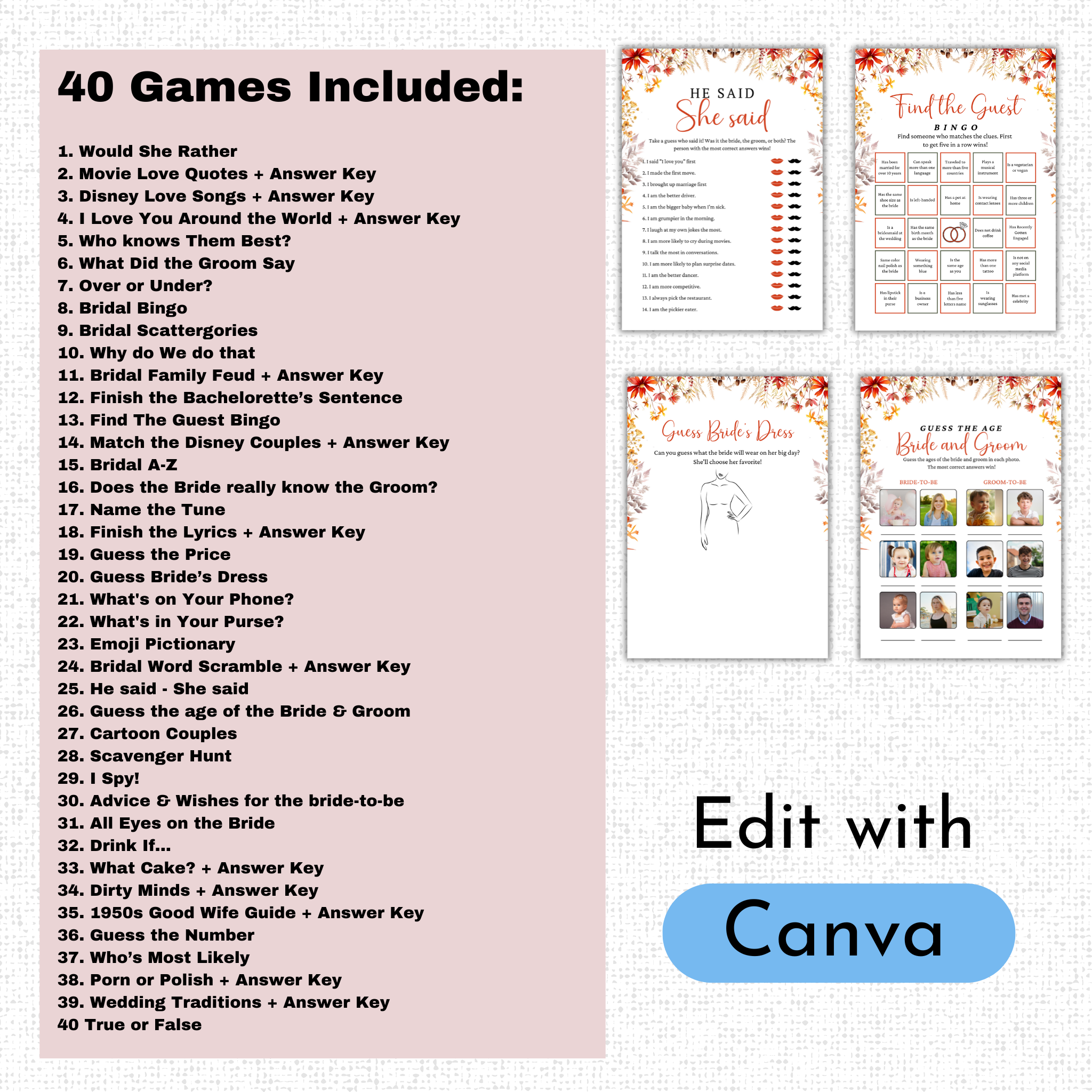 Fall Bridal Shower Games #3