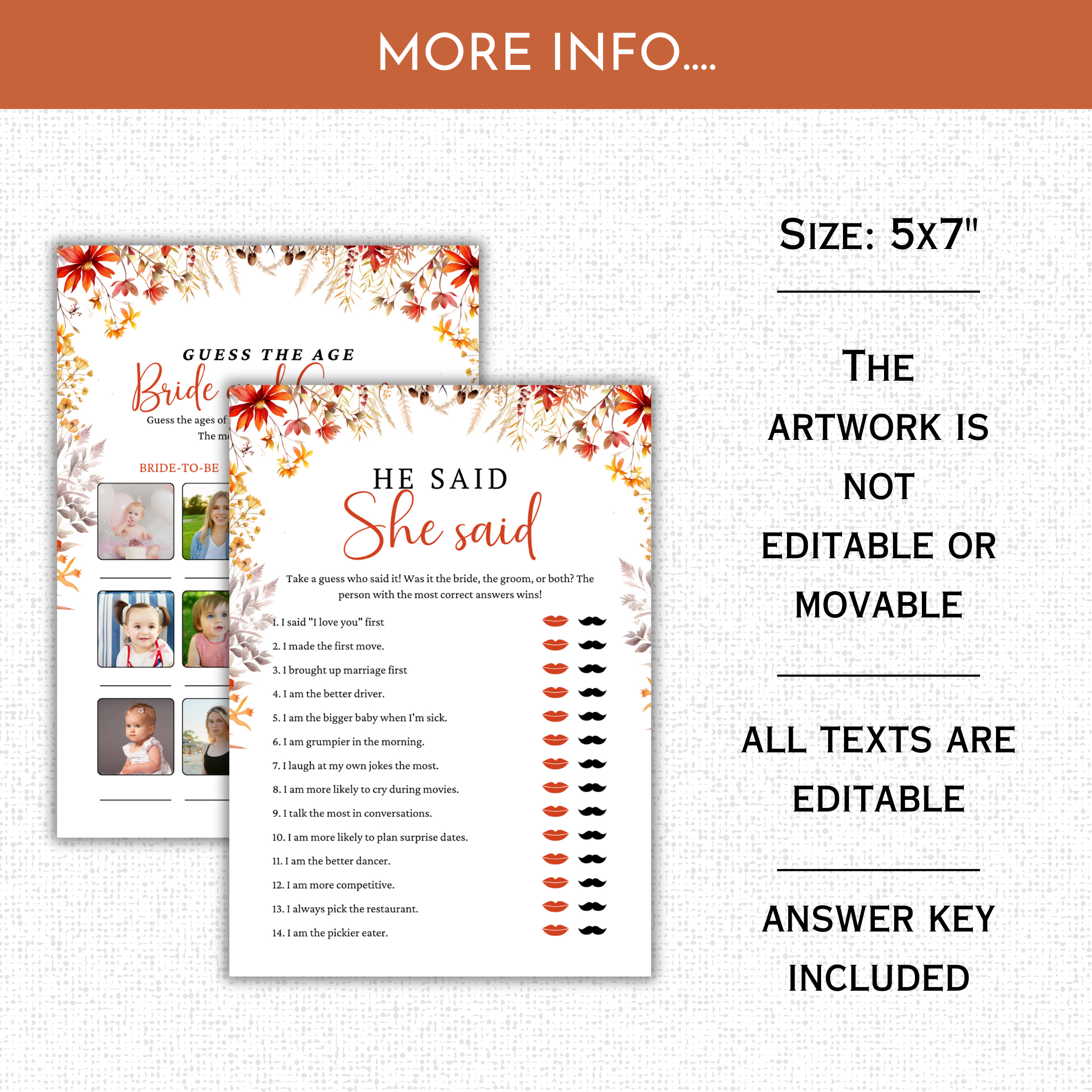Fall Bridal Shower Games #3