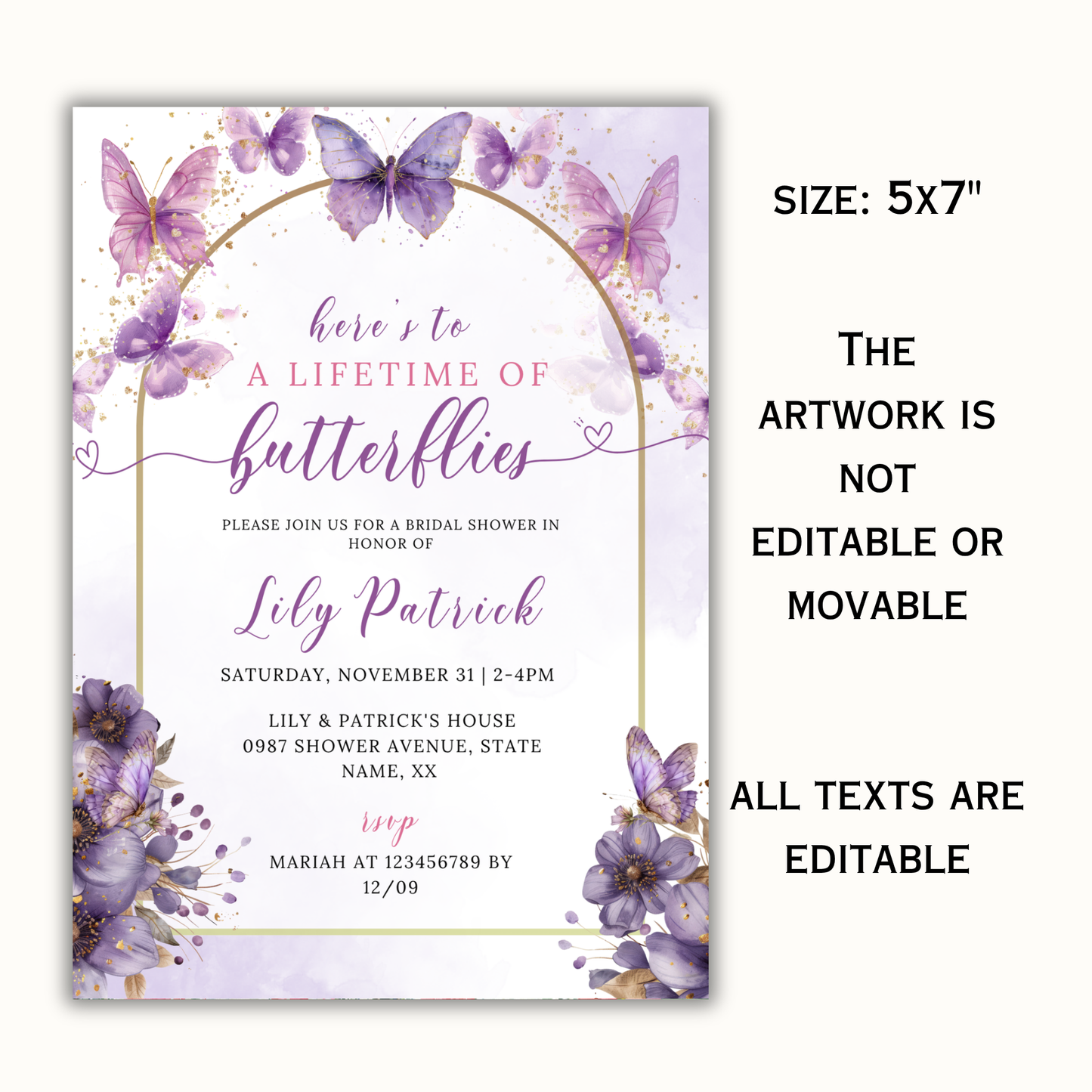 Lifetime of Butterflies Bridal Shower Invitation