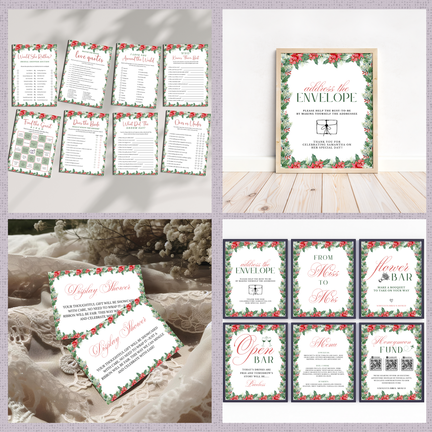 Christmas Bridal Shower Games & Signs - #1