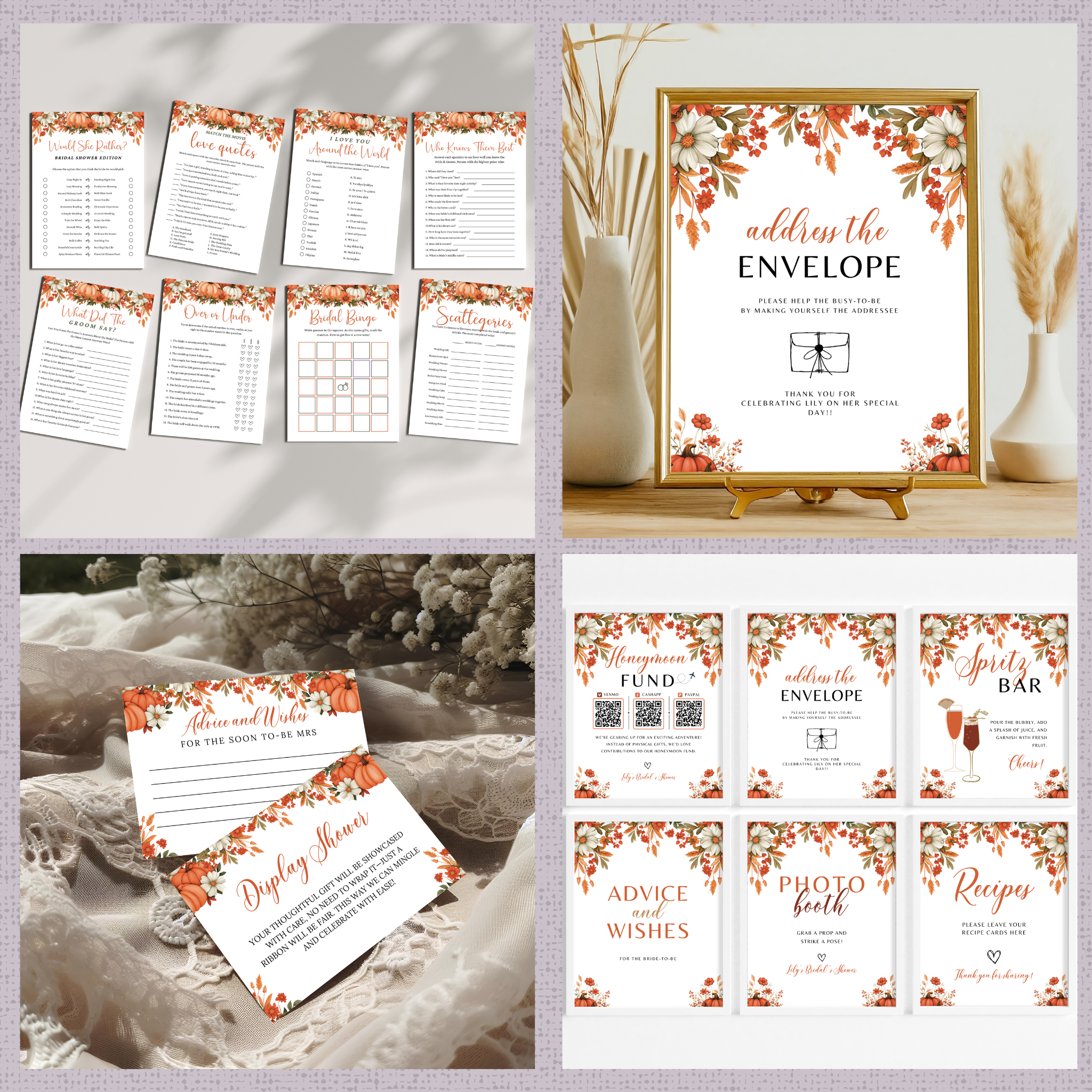 Fall Bridal Shower Games & Signs - #1