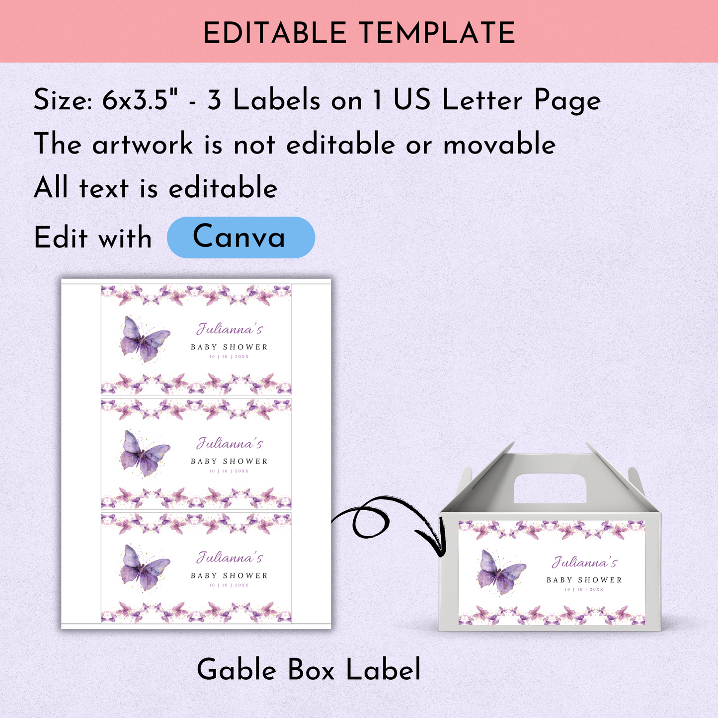 Purple Butterfly Shower Favor Bundle