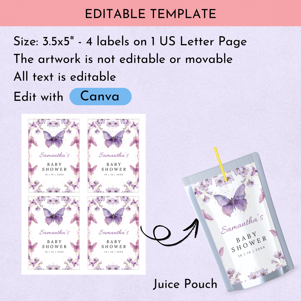 Purple Butterfly Shower Favor Bundle