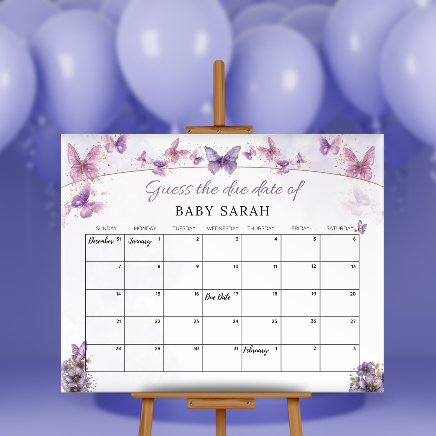 Enchanted Baby Due Date Calendar Game