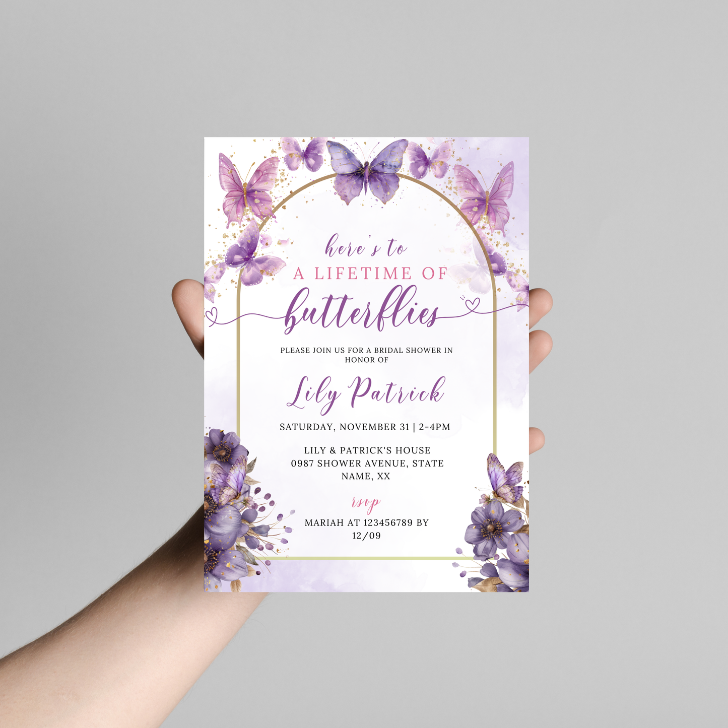 Lifetime of Butterflies Bridal Shower + Recipe Card Bundle