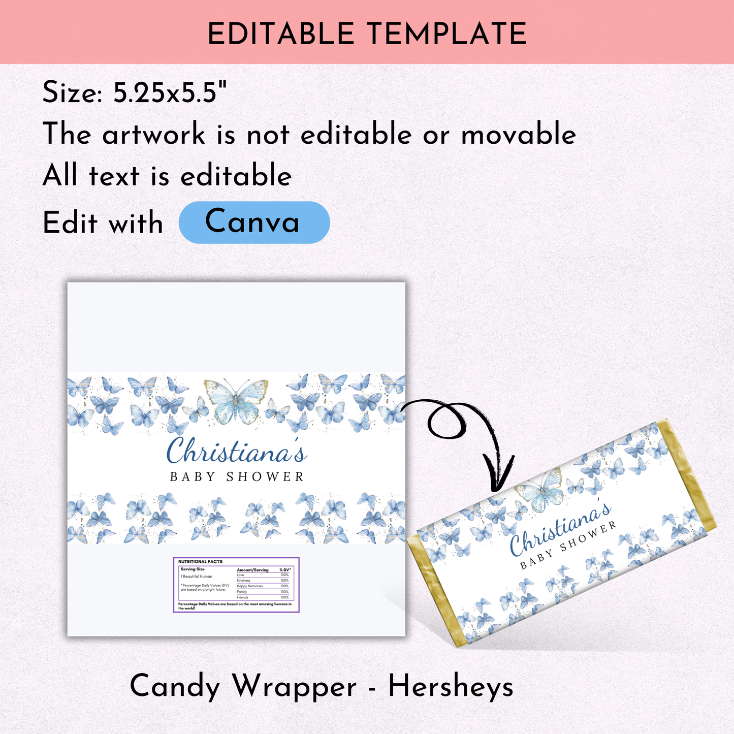 Blue Butterfly Baby Shower Favor Bundle