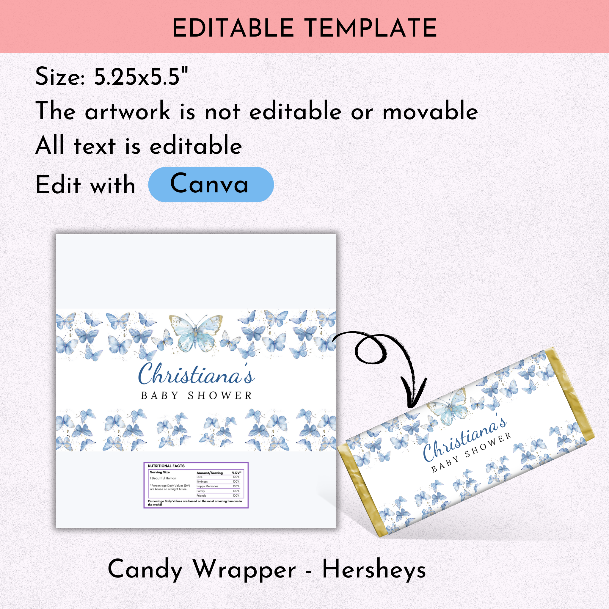Blue Butterfly Baby Shower Favor Bundle