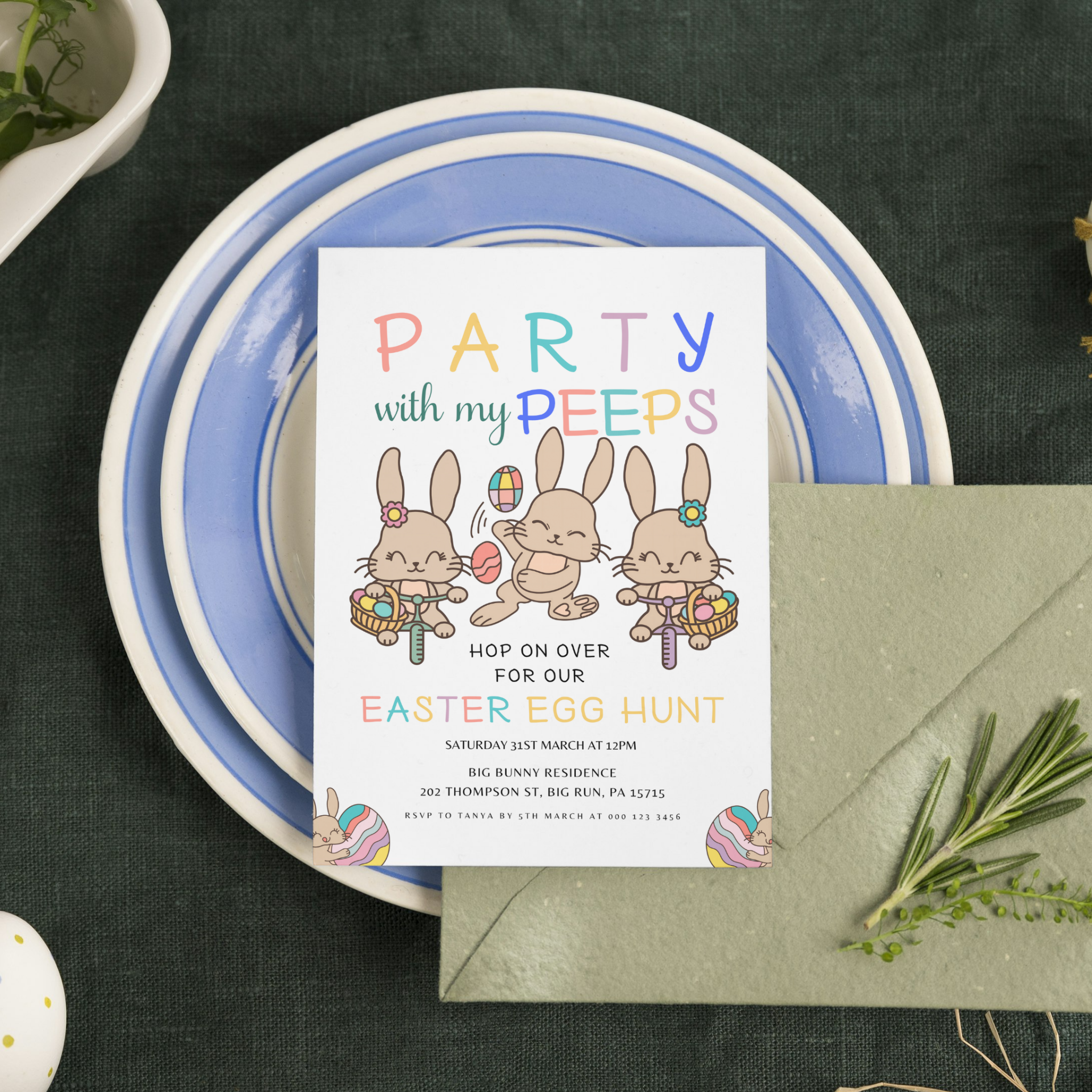 Hop On Over Party with My Peeps Invitation