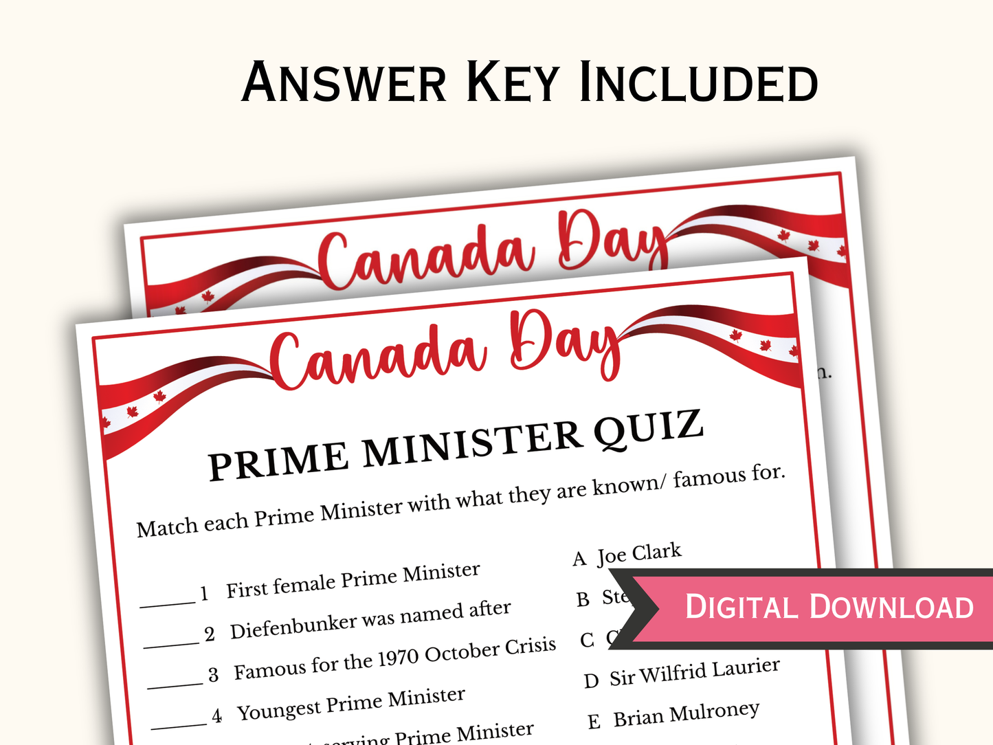 Canada Day Prime Minister Quiz Game