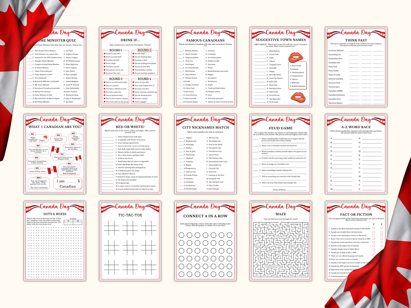 Canada Day Games - 30 Games