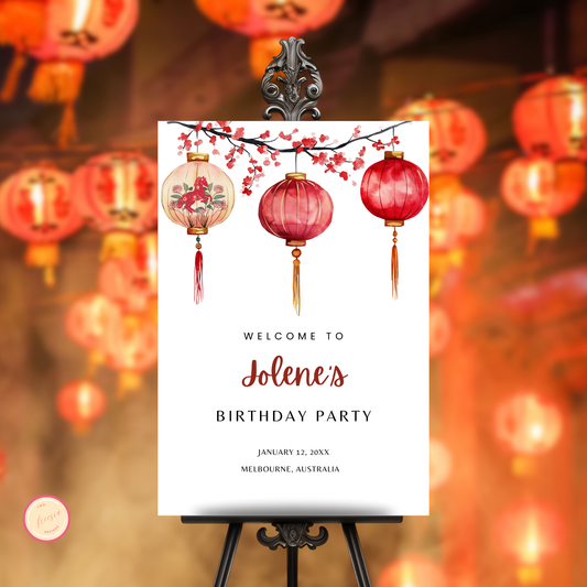 Chinese New Year Birthday Welcome Sign