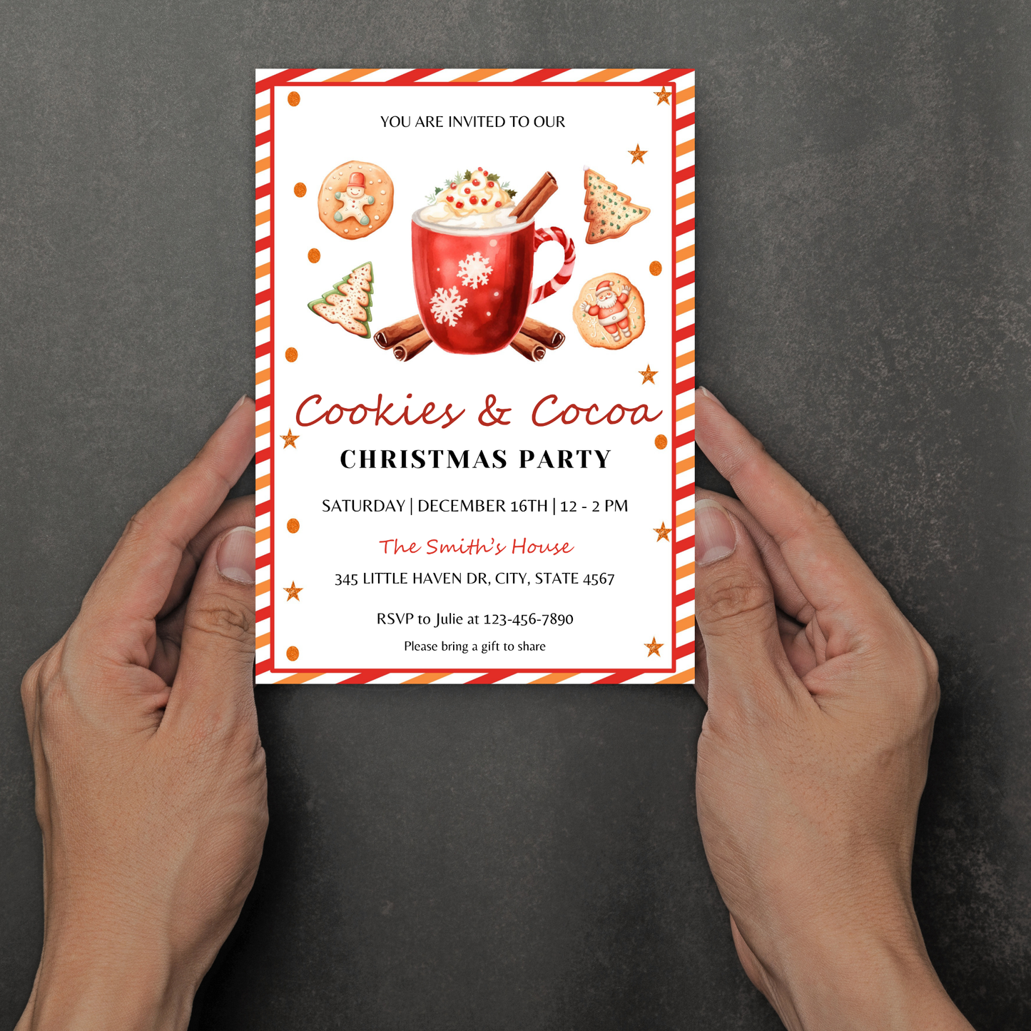 Cookies & Cocoa Christmas Party Invitation