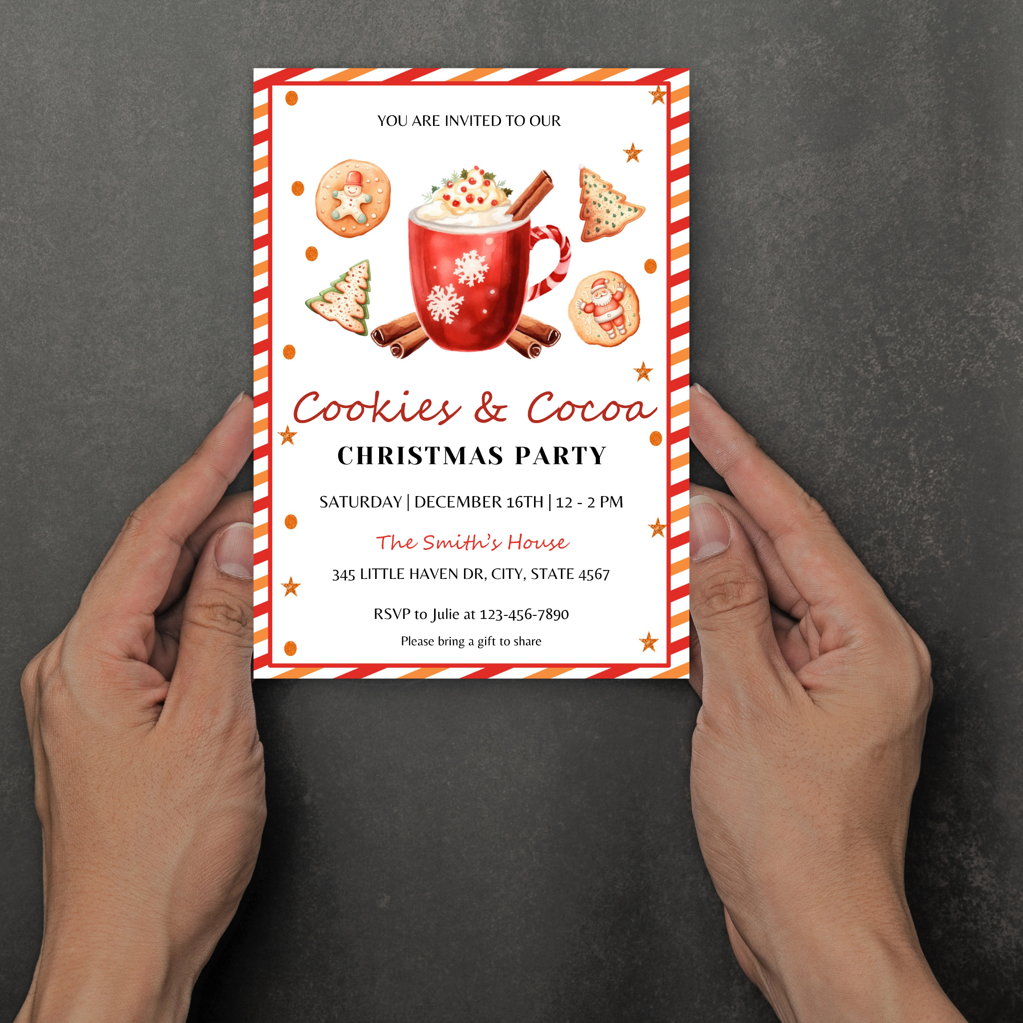 Cookies & Cocoa Christmas Party Invitation