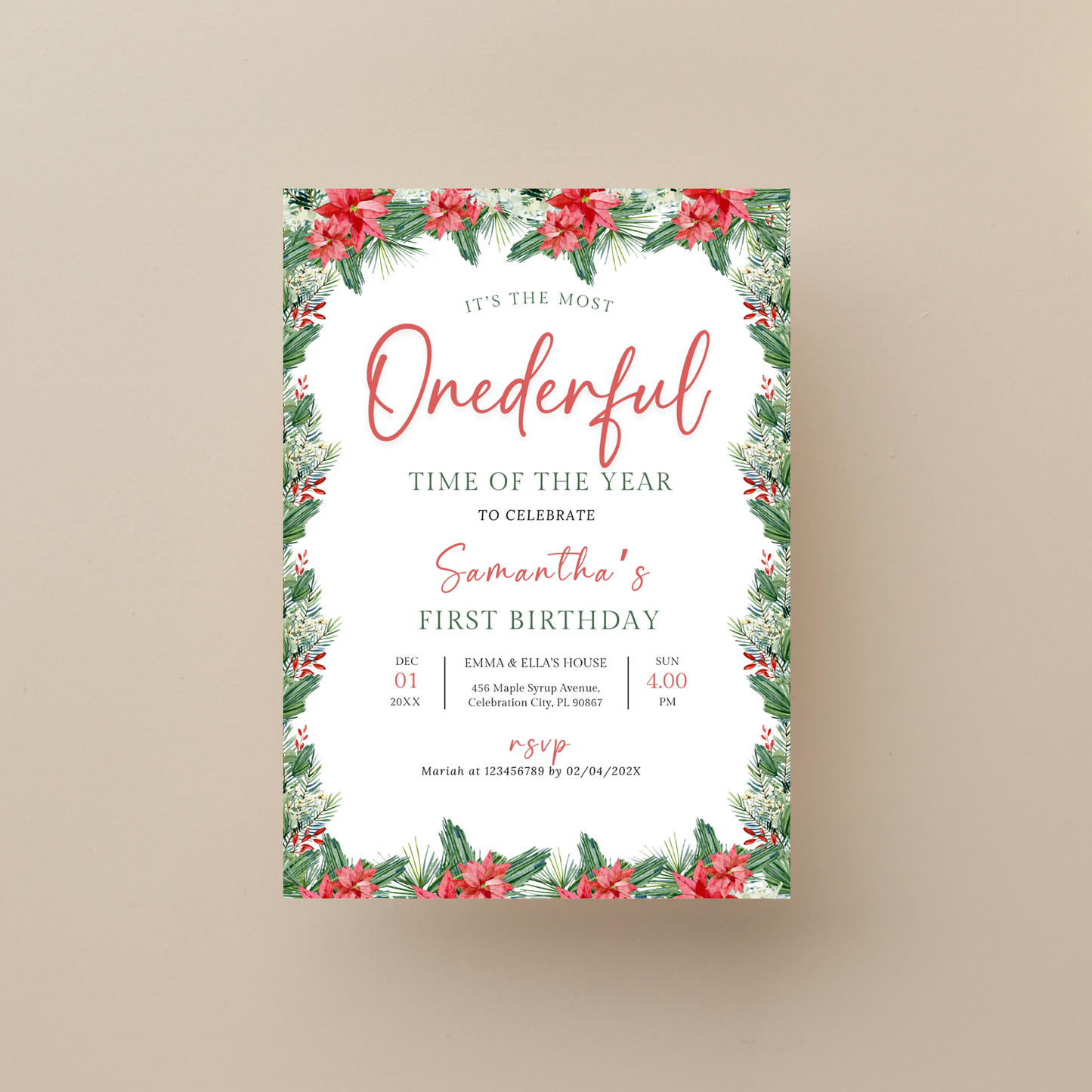Christmas 1st Birthday Invitation