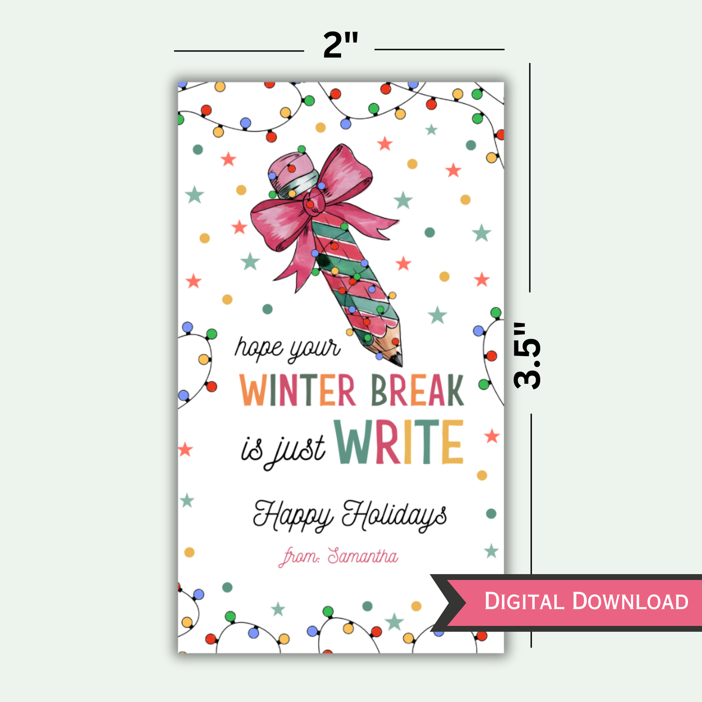Winter Pencil Gift Tag