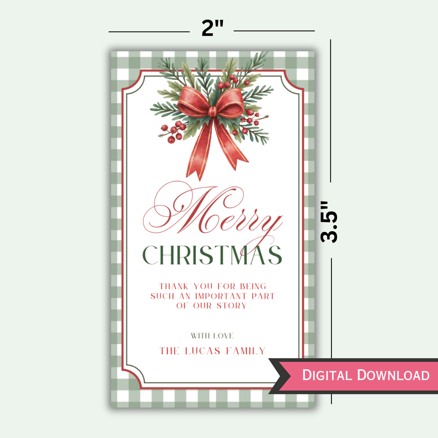 Christmas Gift Tag | Green and Red