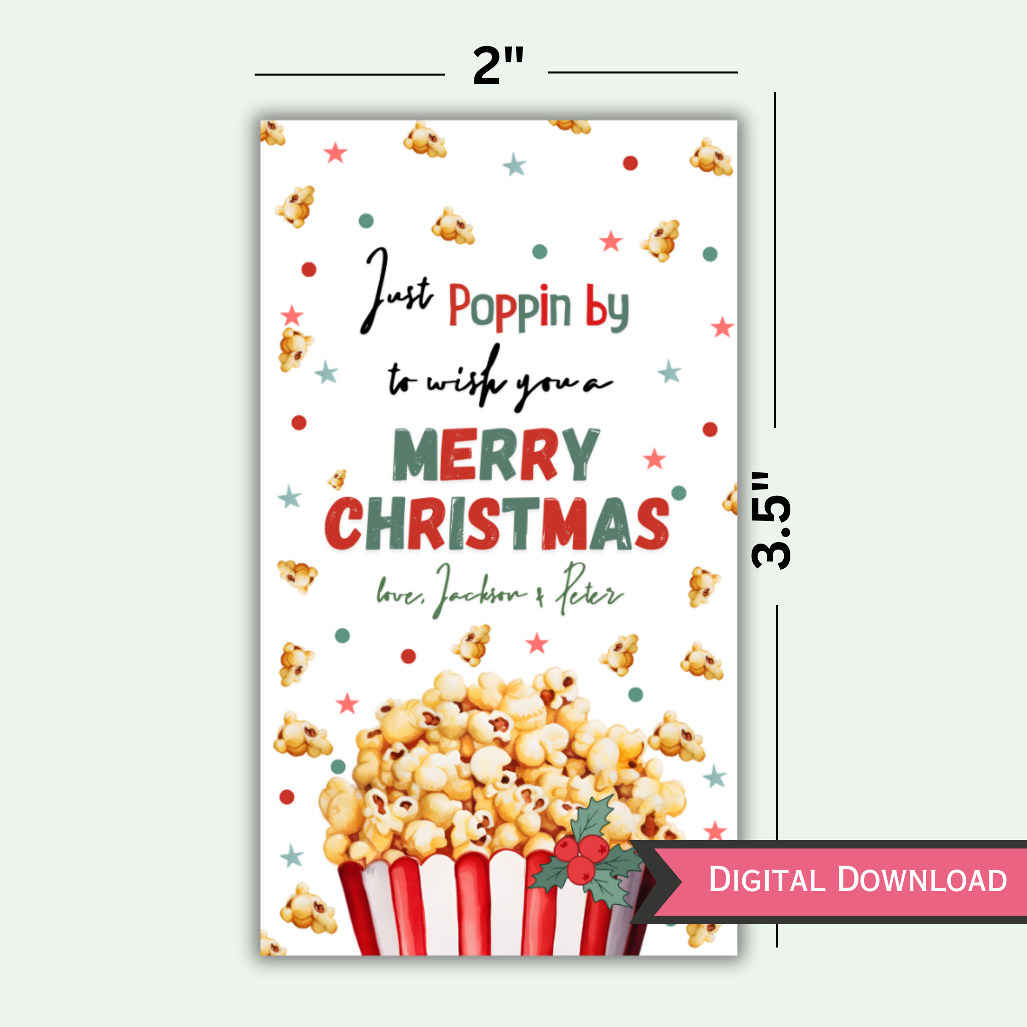 Popcorn Christmas Gift Tag