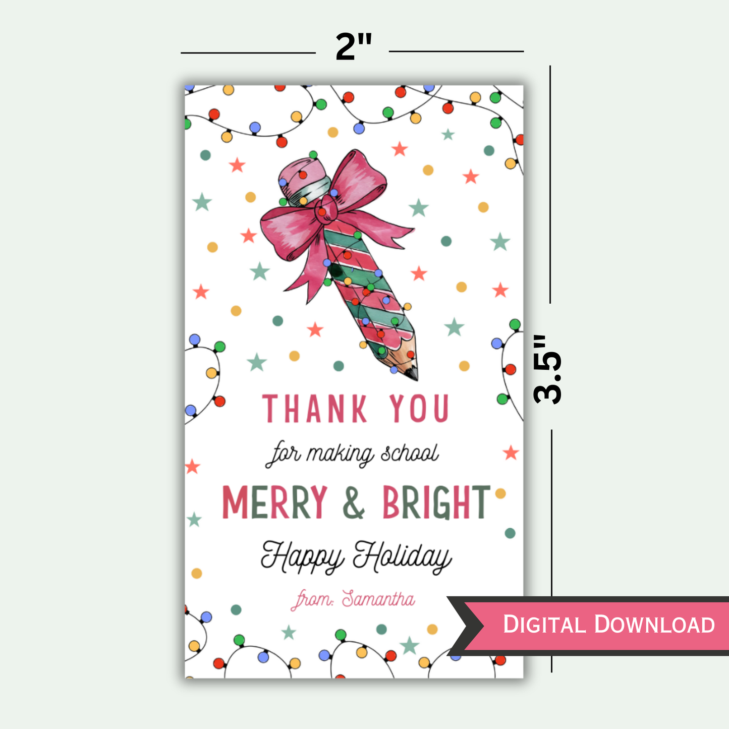 Winter Pencil Gift Tag - 01