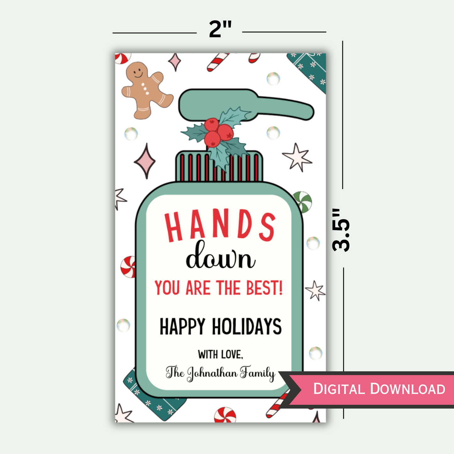 Hand Sanitizer Christmas Tag