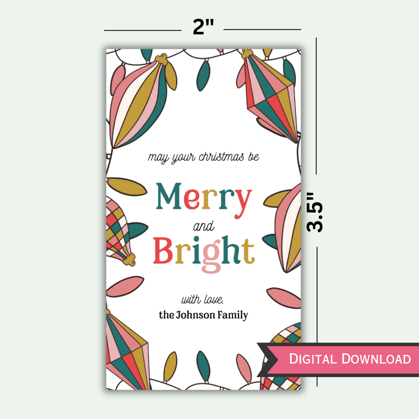 Merry & Bright Christmas Gift Tag