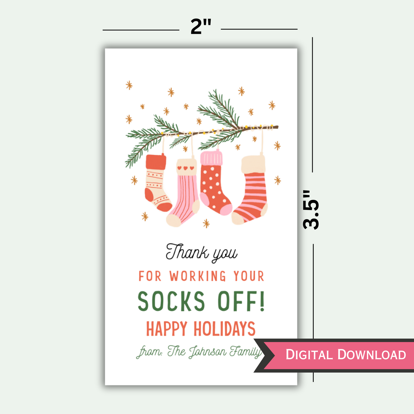 Thanks For Working Your Socks Off Christmas Gift Tag