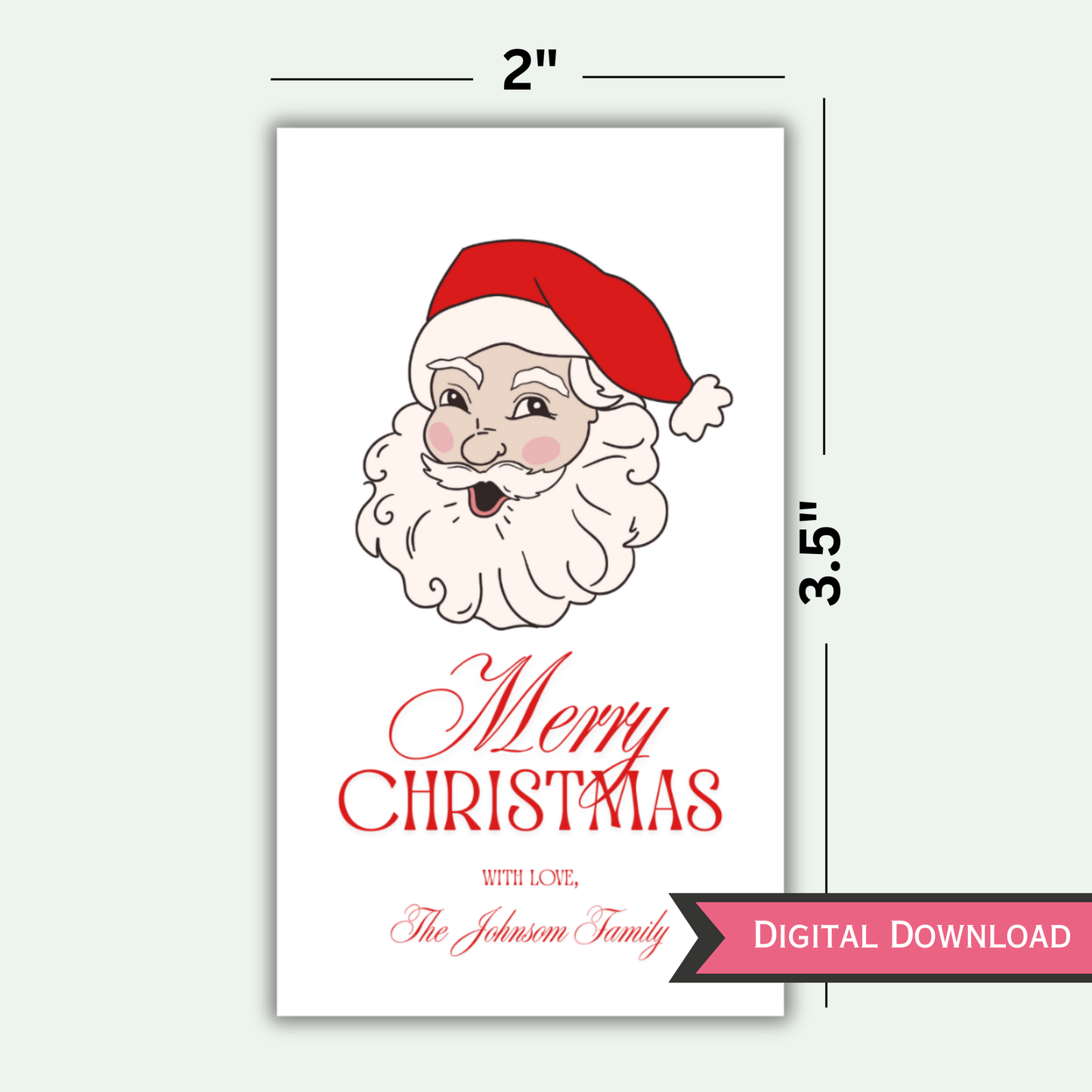 Santa Merry Christmas Gift Tag