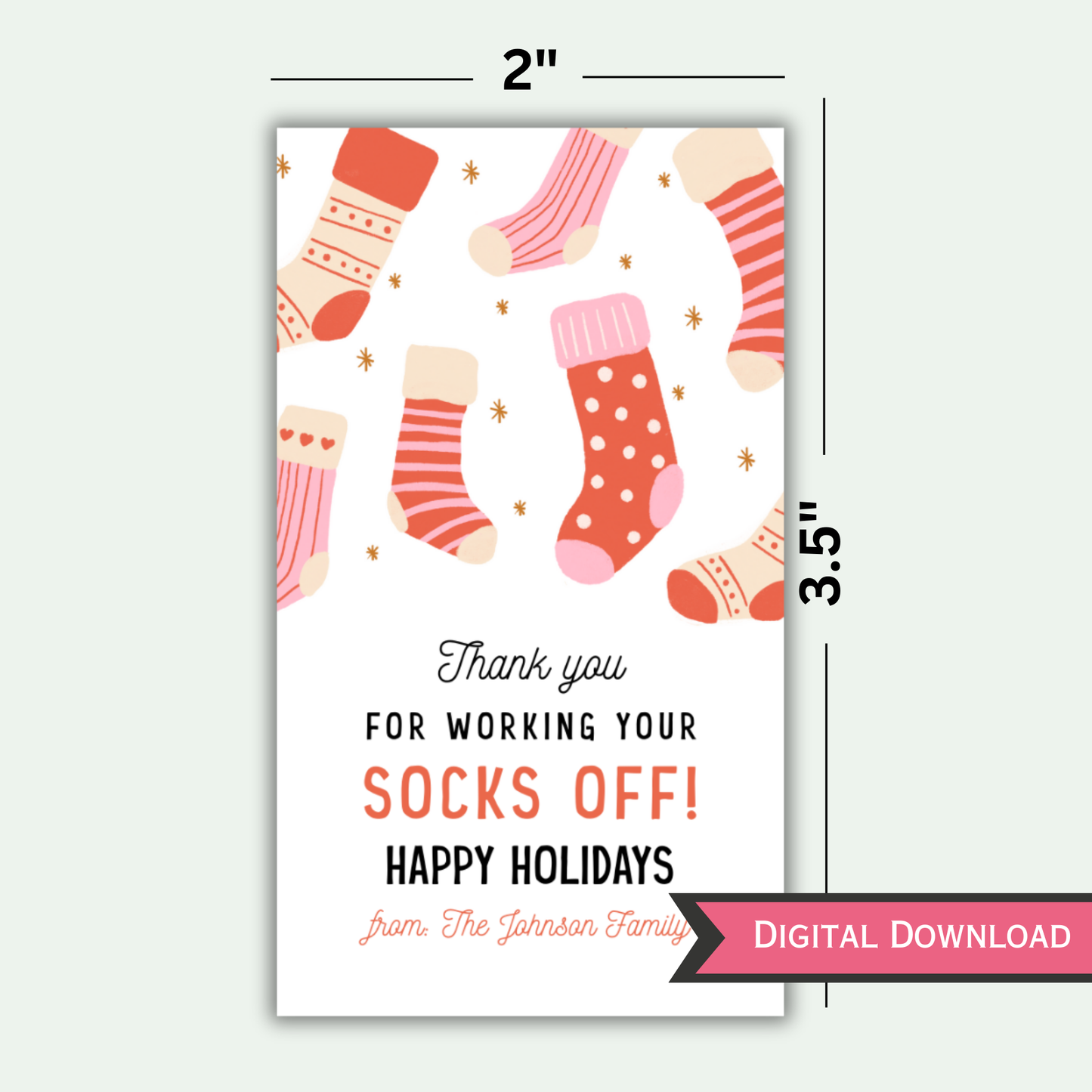 Thank You For Working Your Socks Off Christmas Gift Tag