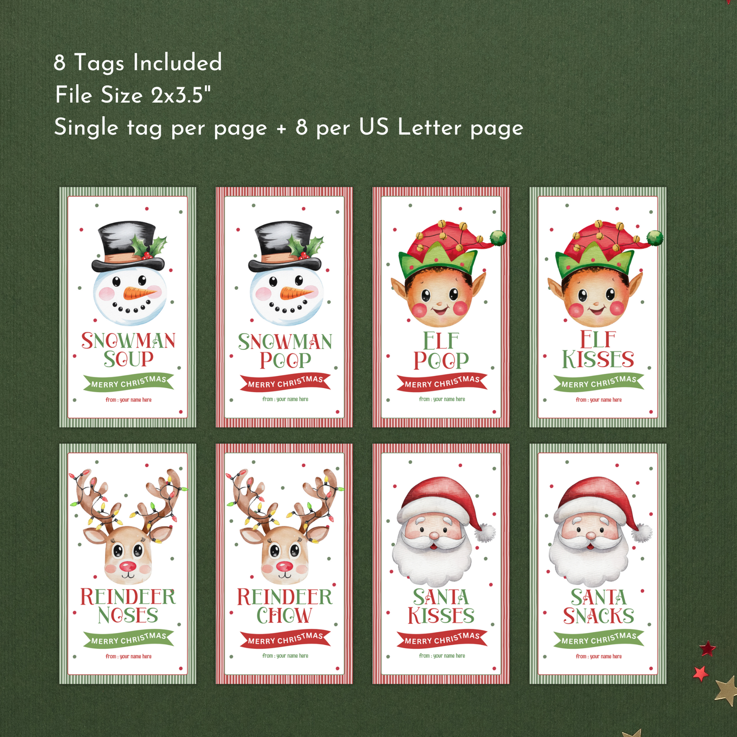 Set of 8 Christmas Gift Tags