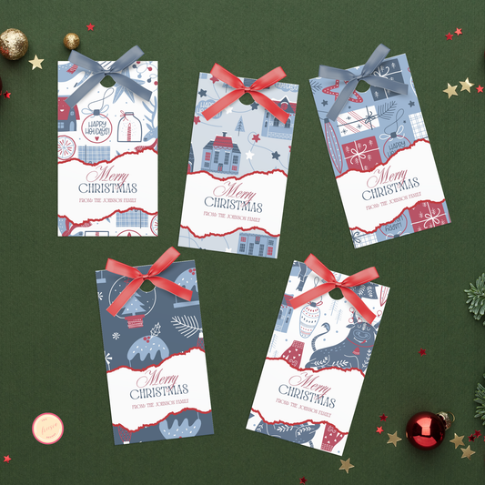 Christmas Gift Tag Set of 5 | Blue Winter