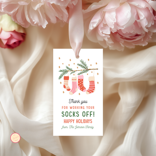 Thanks For Working Your Socks Off Christmas Gift Tag