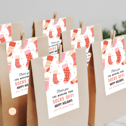 Thank You For Working Your Socks Off Christmas Gift Tag