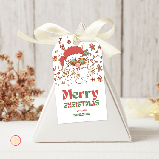 Groovy Santa Merry Christmas Gift Tag