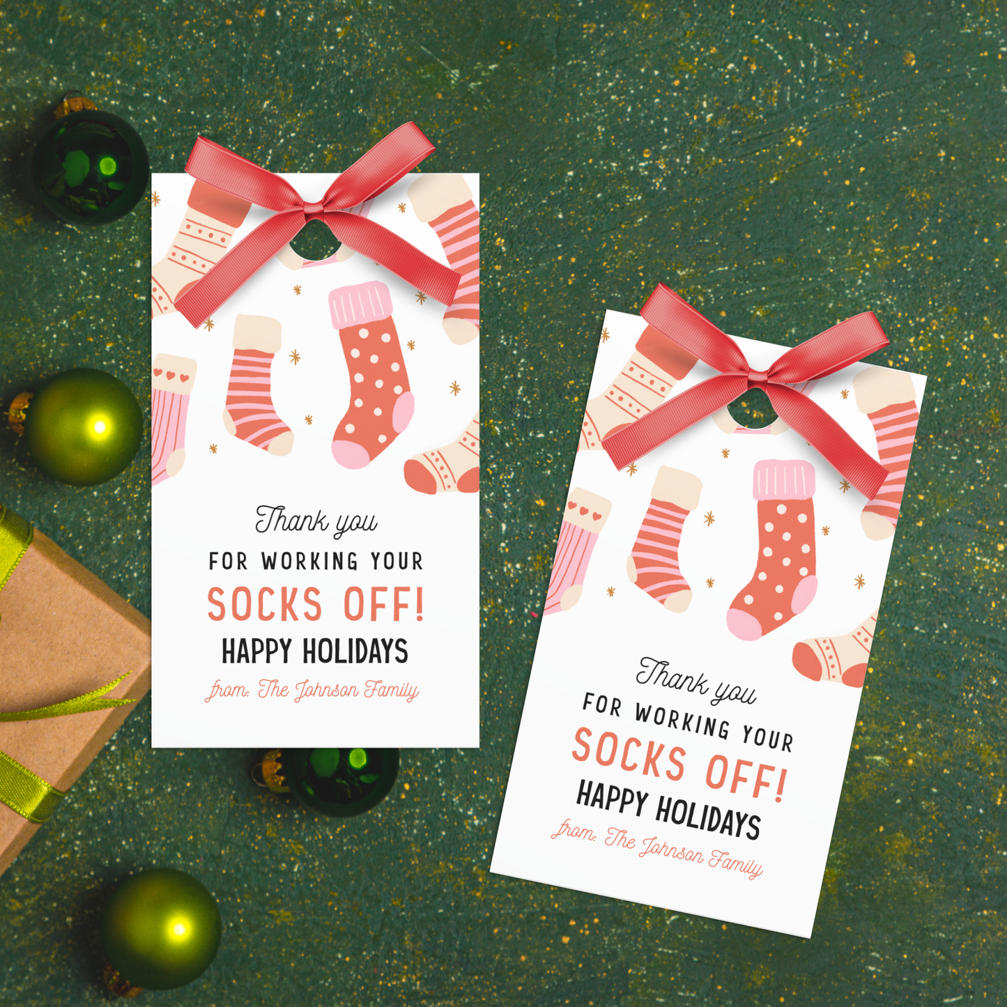 Thank You For Working Your Socks Off Christmas Gift Tag