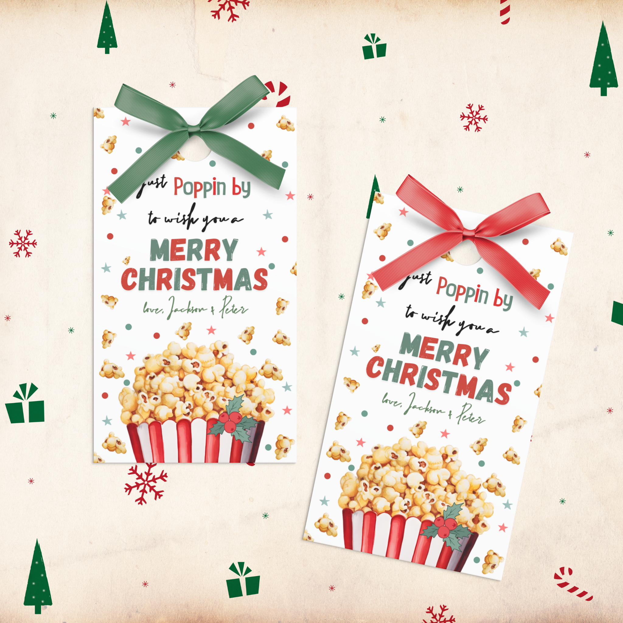 Popcorn Christmas Gift Tag