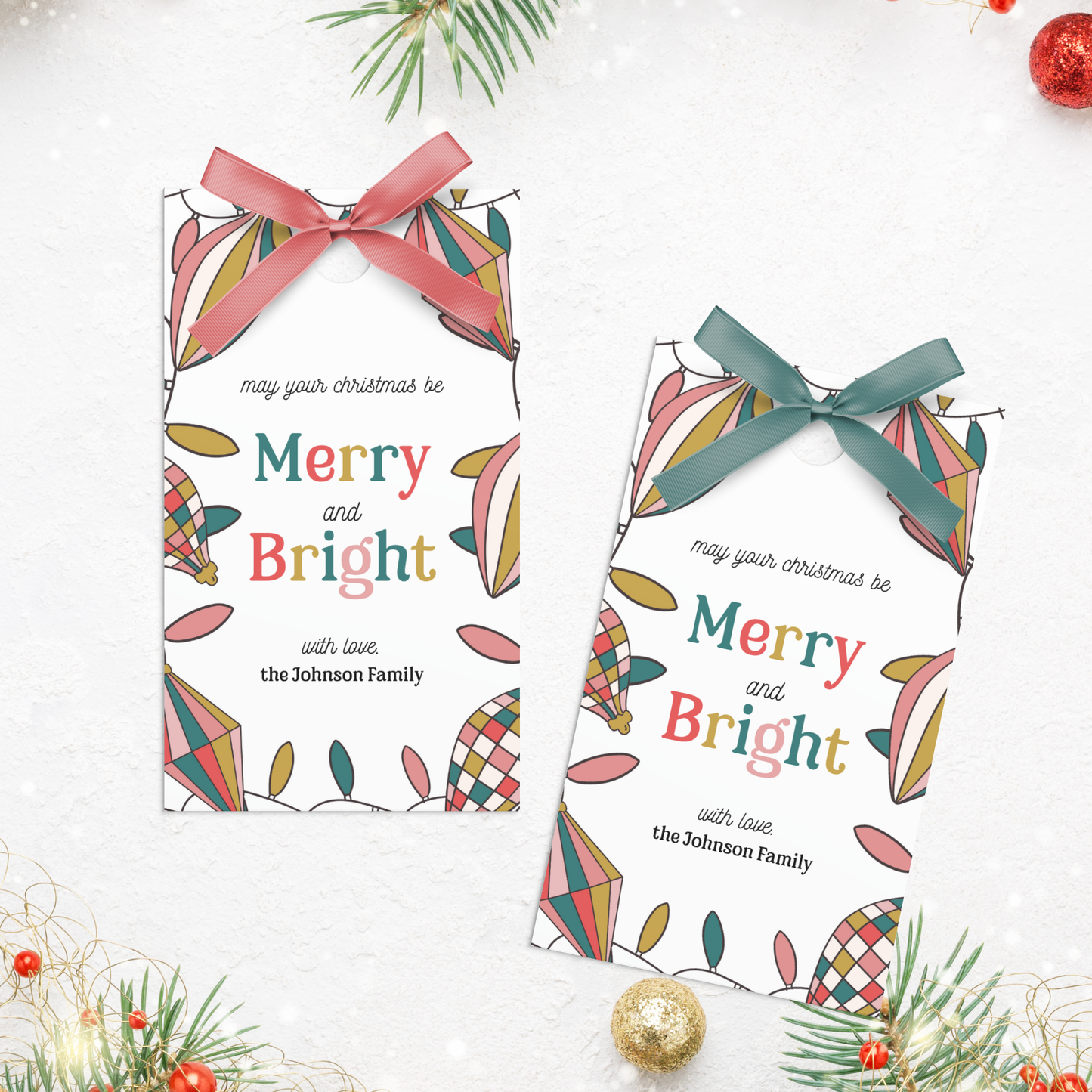 Merry & Bright Christmas Gift Tag