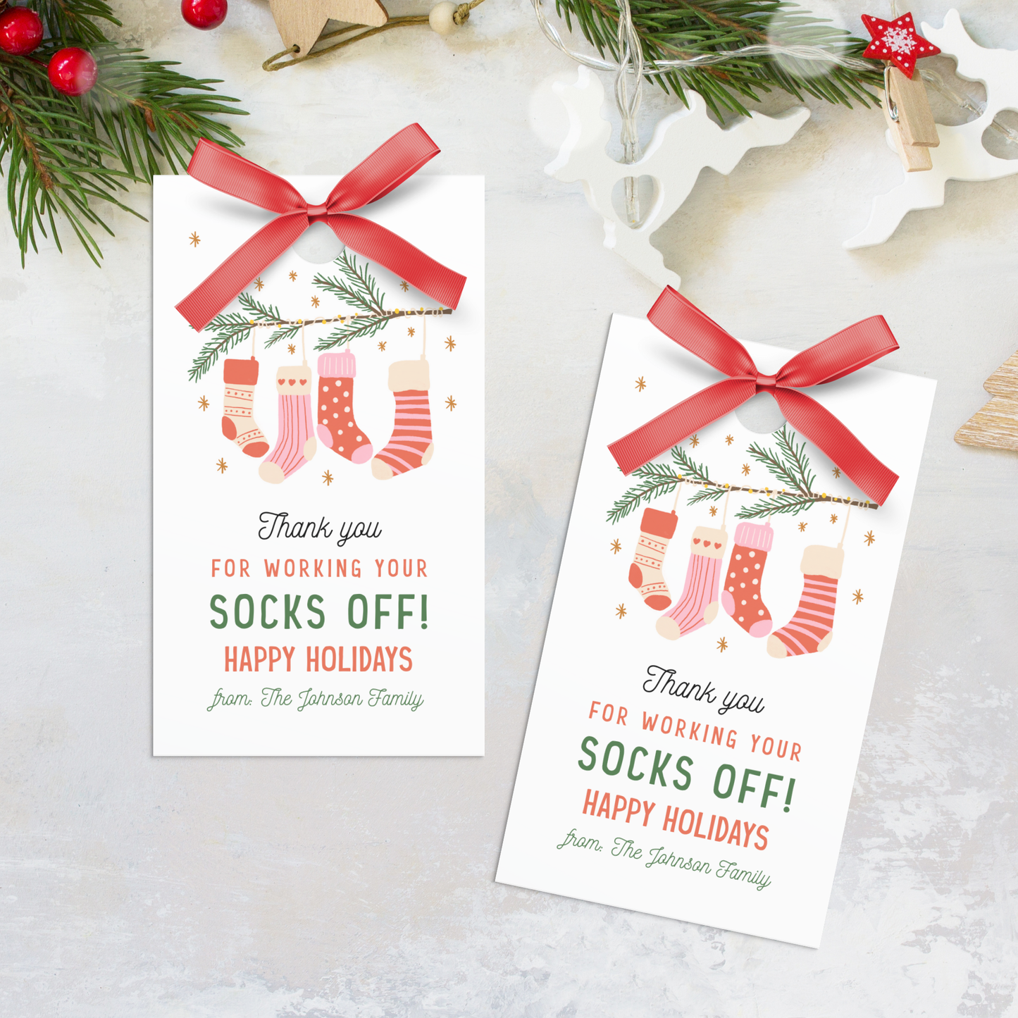 Thanks For Working Your Socks Off Christmas Gift Tag