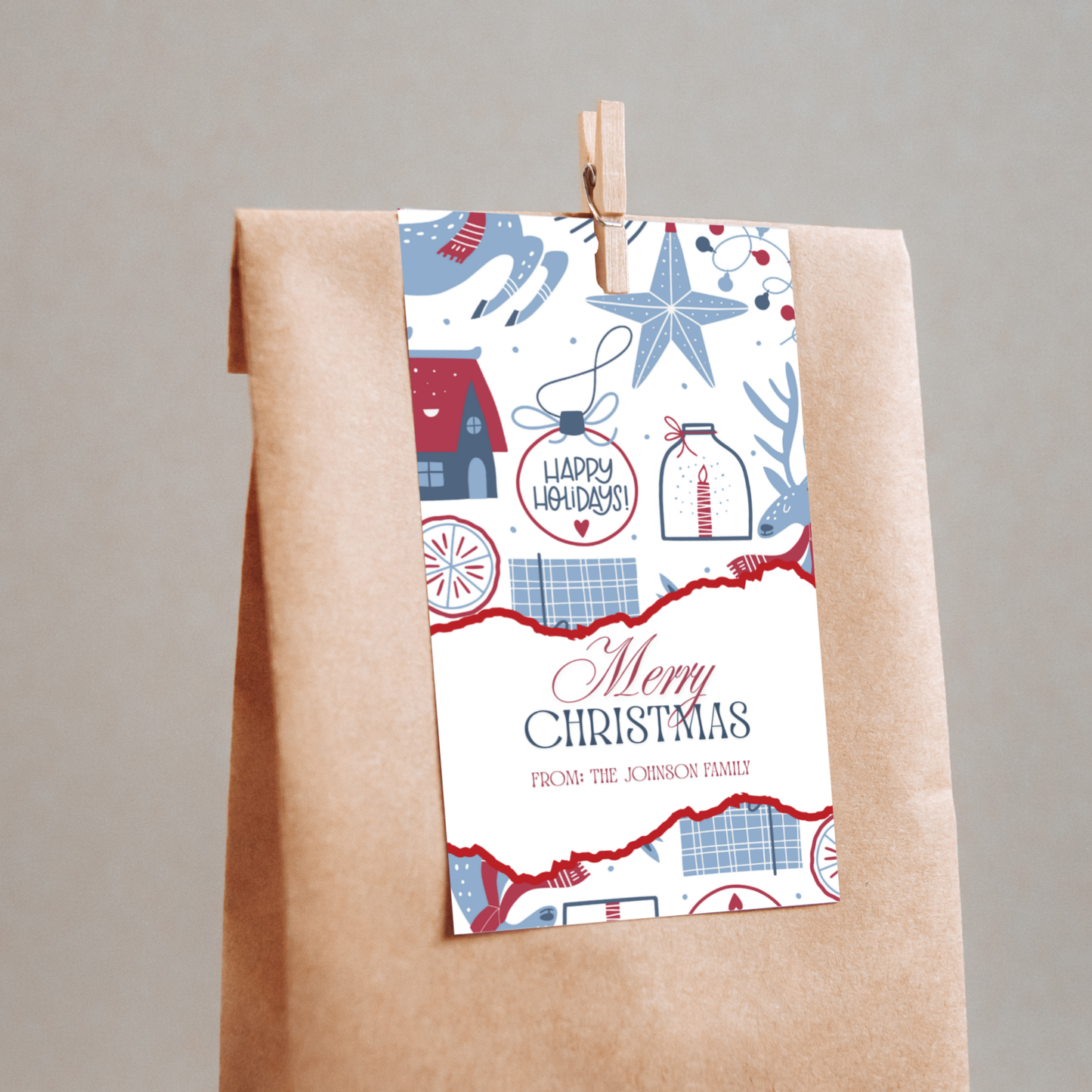 Christmas Gift Tag Set of 5 | Blue Winter