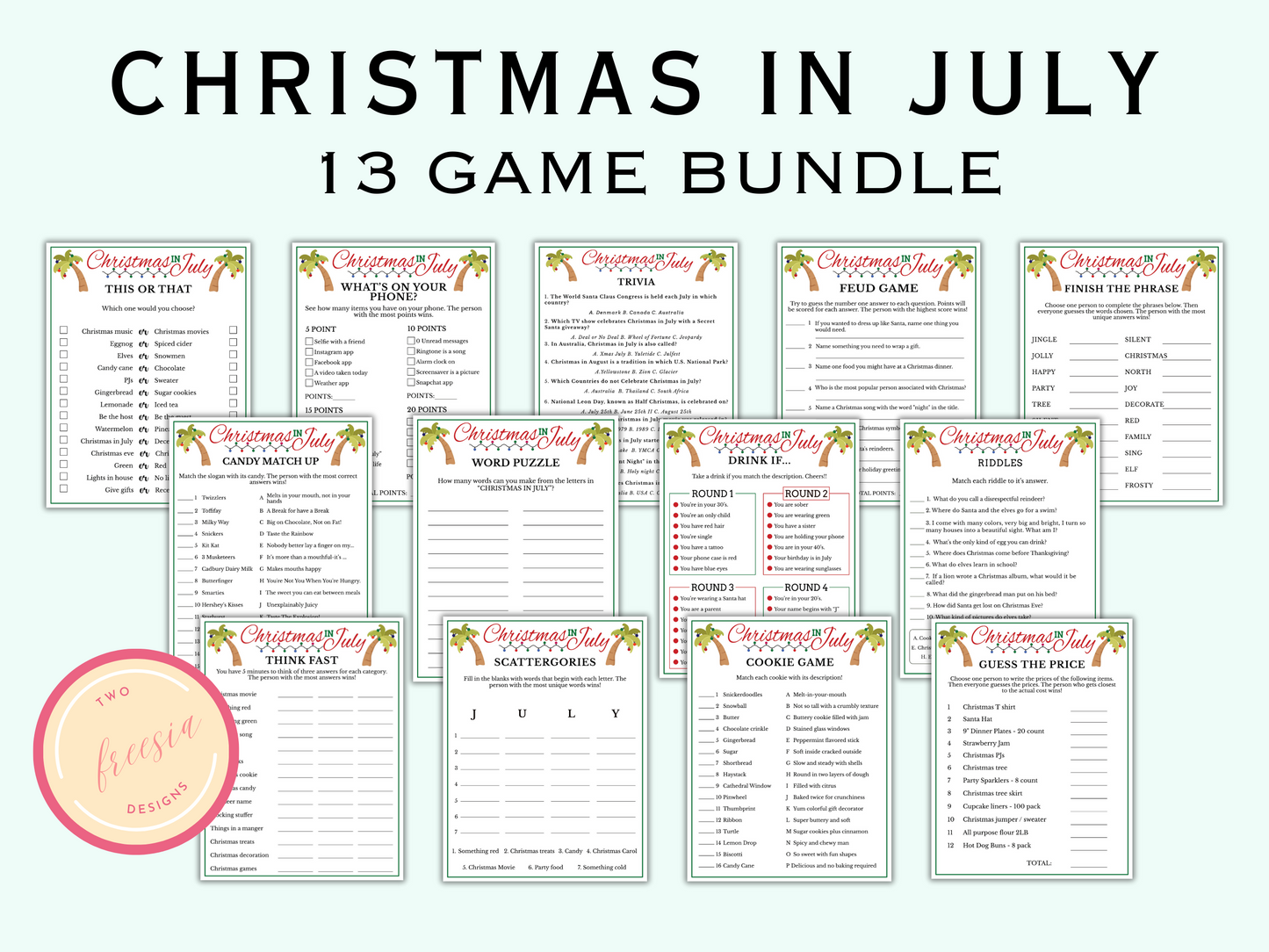 Christmas In July Party Games - 13 Games