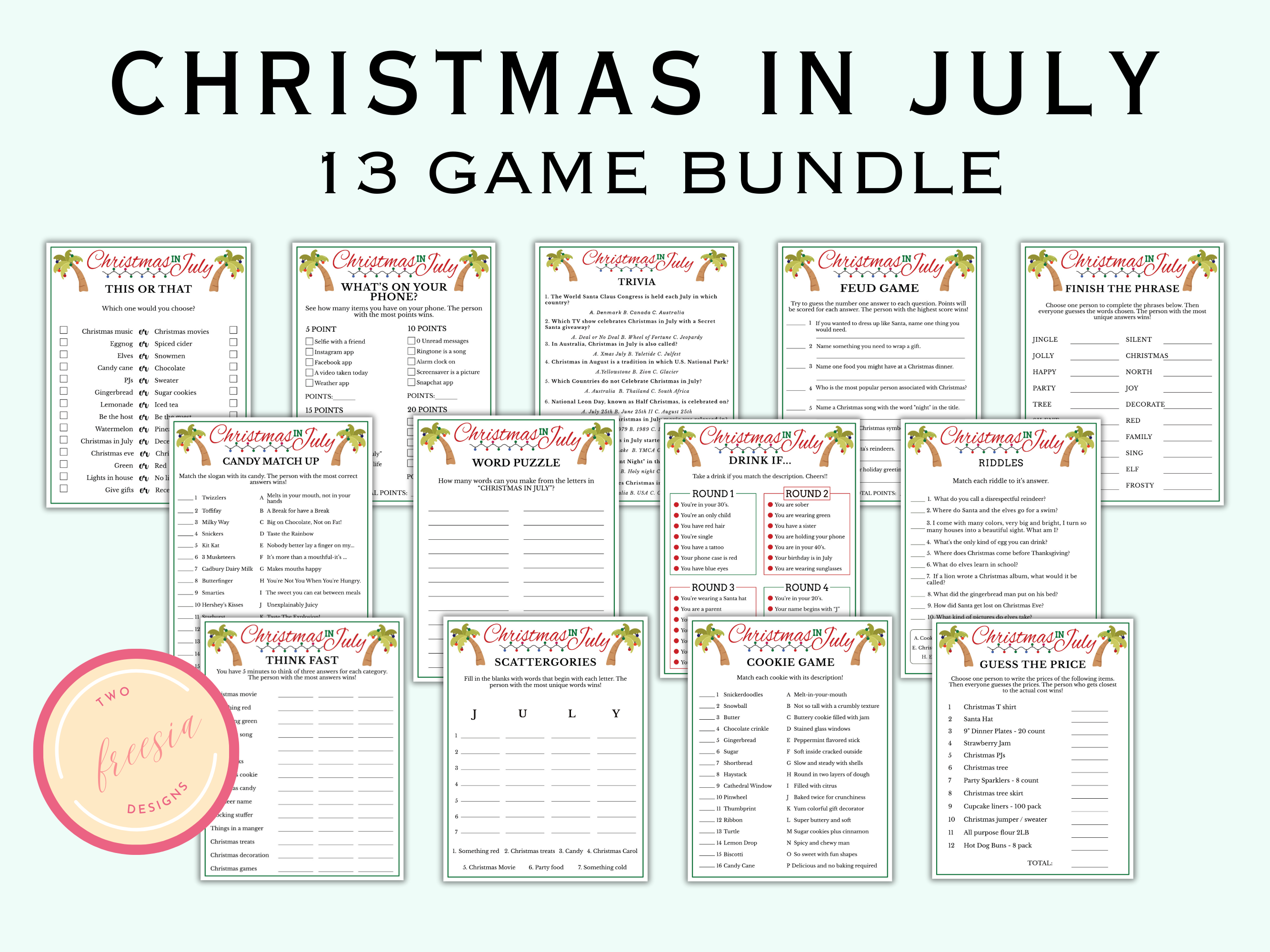 Christmas In July Party Games - 13 Games