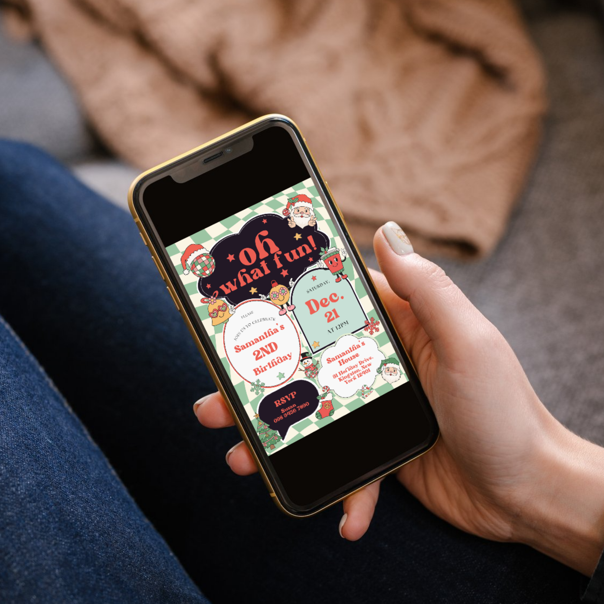 Oh What Fun Christmas Birthday Invitation