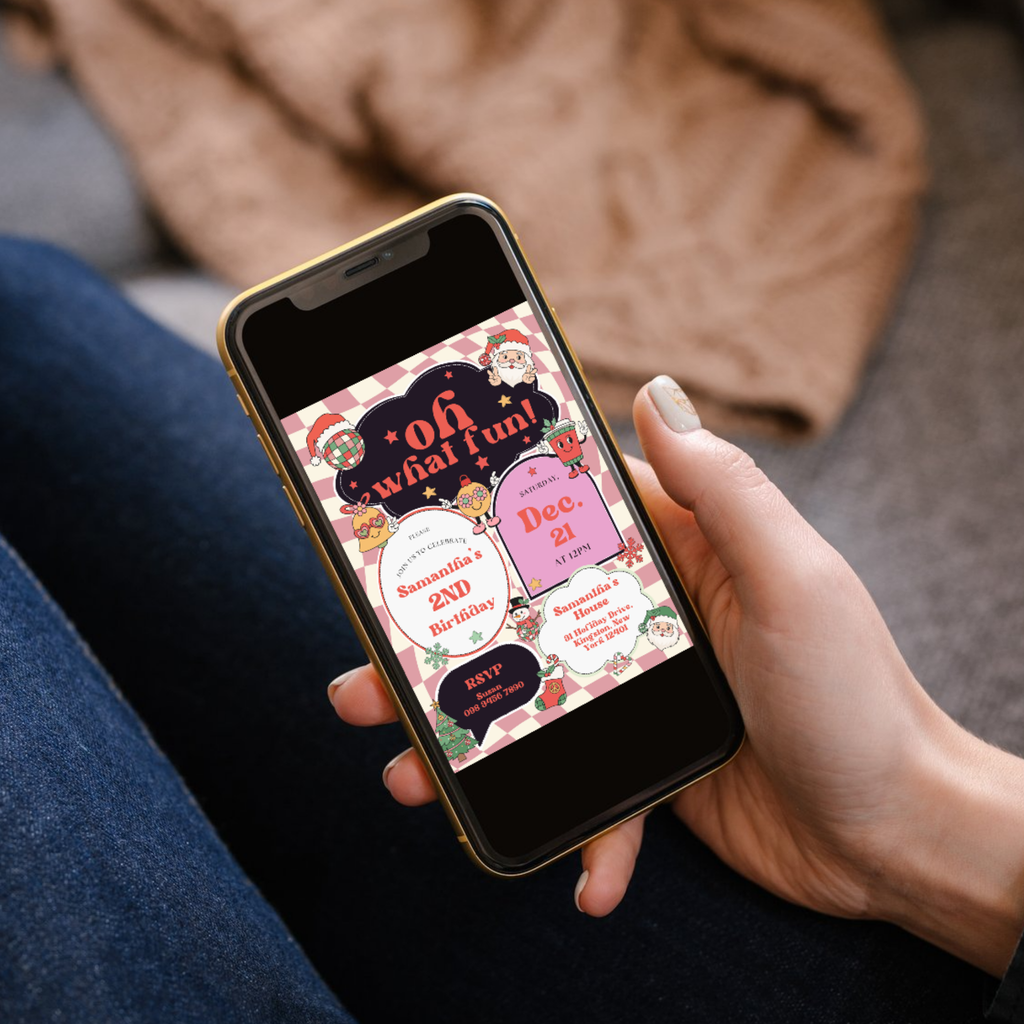 Oh What Fun Christmas Birthday Invitation | Red