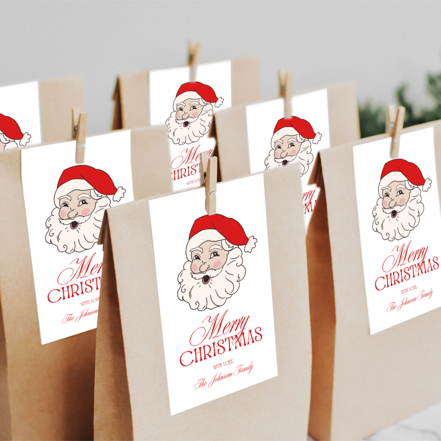 Santa Merry Christmas Gift Tag