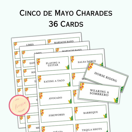 Cinco de Mayo Charades Game - 36 Cards