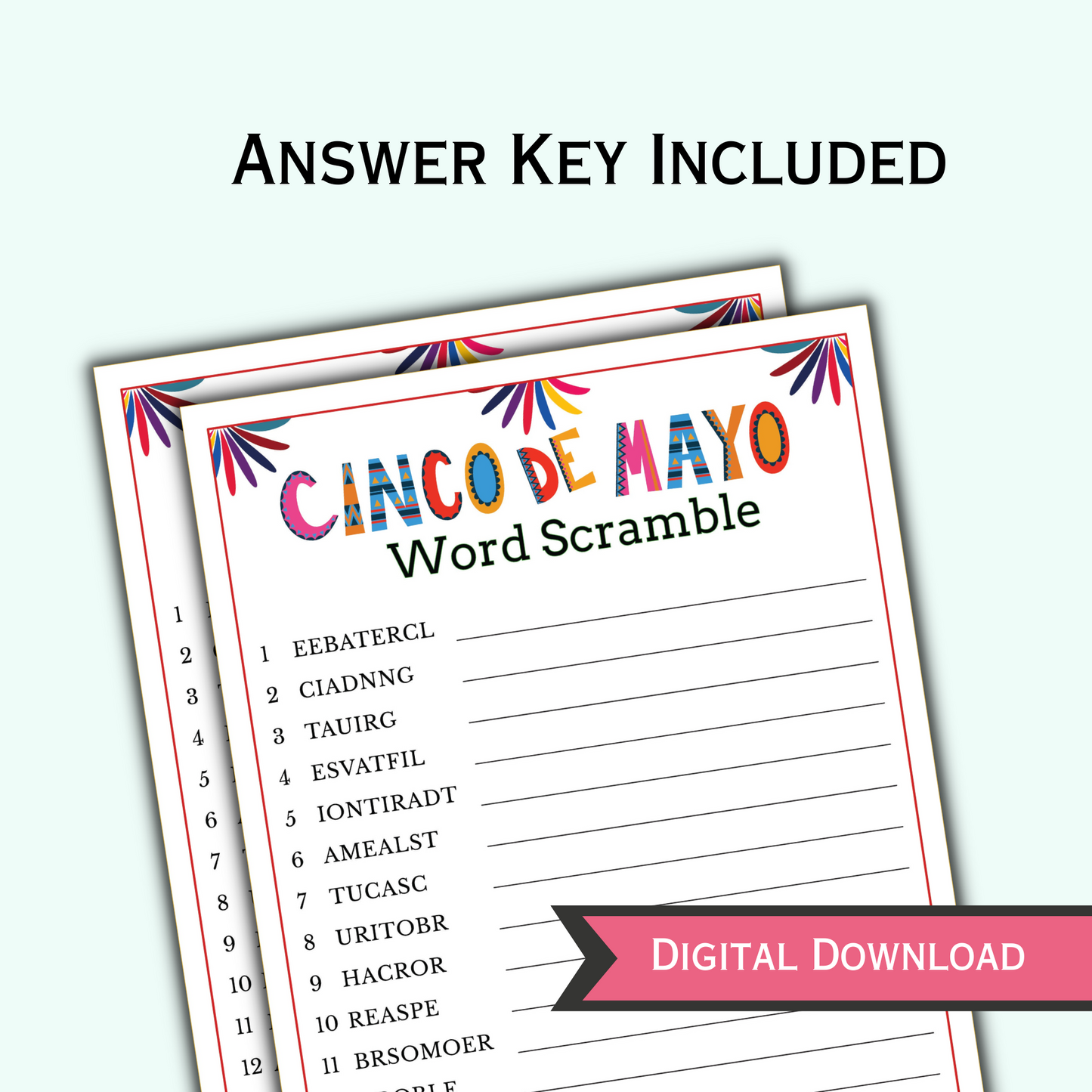 Cinco de Mayo Word Scramble Game