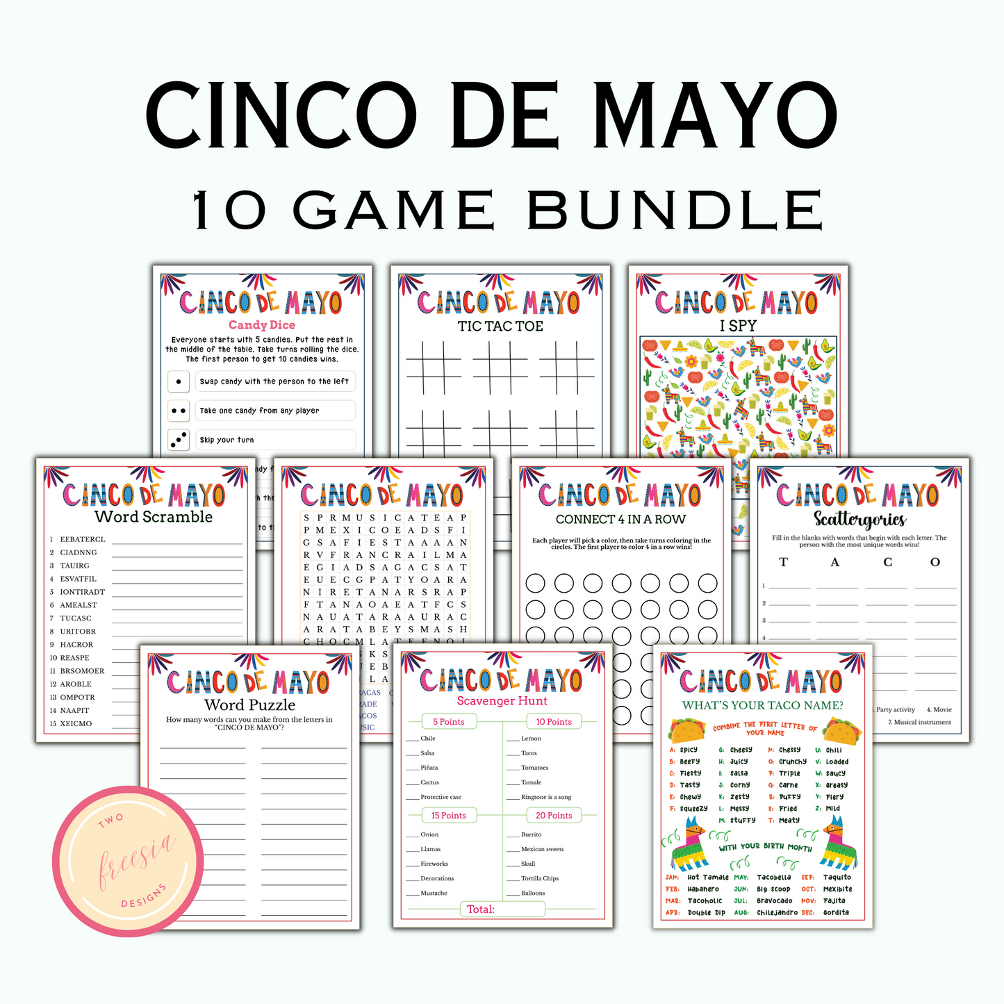 Cinco de Mayo Game Bundle for Kids - 10 Games